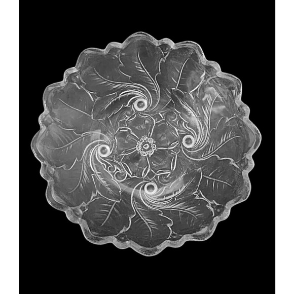 Frosted Glass Fruit Bowl Master Berry from Indiana Glass Wild Rose Pattern - Picture 2 of 7